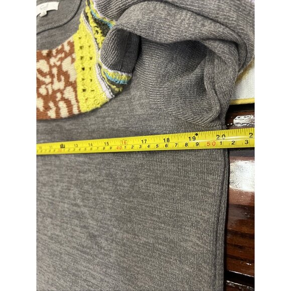 Easel "Indiana Dunes" Gray Crochet Mixed Print Small Sweater Women’s Eclectic - Picture 6 of 7